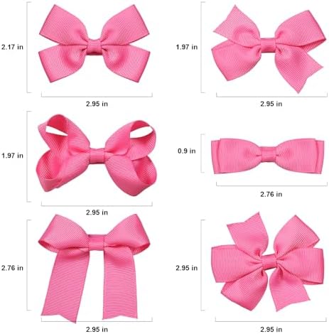 Everyday Hair Bows for Girls,12Pcs 3-Inch Hot Pink Boutique Grosgrain Ribbon Bow Alligator Clips Barrettes Valentines Dress Accessory Gift for Toddlers Teens Girls Kids Women - Image 6