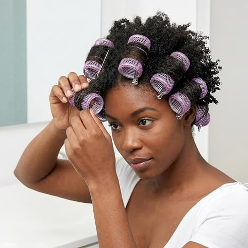 DONNA Wire Mesh Hair Rollers 1.75 Inch Jumbo Size, 6 Pack Lightweight Metal Curlers for Smooth Voluminous Waves, Durable Wire Construction for Heatless Styling, Purple - Image 6