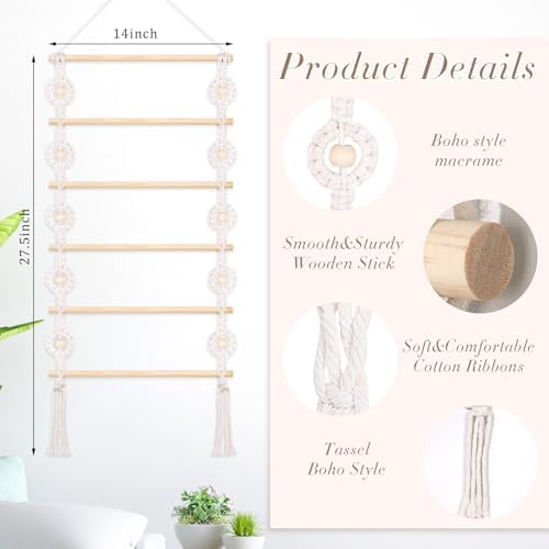 SNOWSTAR Macrame Hair Claw Clip Organizer,Hanging Hair Clip Holder and Storage for Women Girls,Claw Clip Hanger Home Decor for Wall,Door,Closet - Image 2