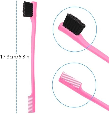 6Pack Double Sided Edge Control Hair Brush，Pink Purple Black - Image 6