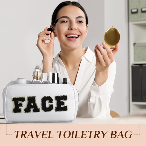 Remerry 4 Pcs Preppy Makeup Bags,Classic White - Image 5