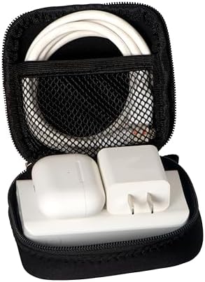 Mini Pouch for Organization, Soft Small Electronic Organizer Travel Storage Carrying Tech Bag Compatible with MagSafe Power Adapter, Laptop Accessories Cables, Cords, USB Drives, Earphones Black - Image 4