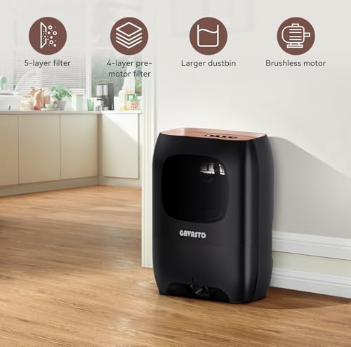 GAVASTO Pro Touchless Vacuum Automatic Dustpan - Ultra Fast & Powerful - Great for Sweeping Salon Pet Hair Food Dirt Kitchen, Canister Vacuum Cleaner Trash Can, Bagless, Auto Sensors, 1500 Watt-Black - Image 2