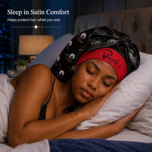 Venide's Reversible Satin Bonnet for Women - Adjustable Tie Strap Sleep Cap for Curly & Natural Hair - Image 4