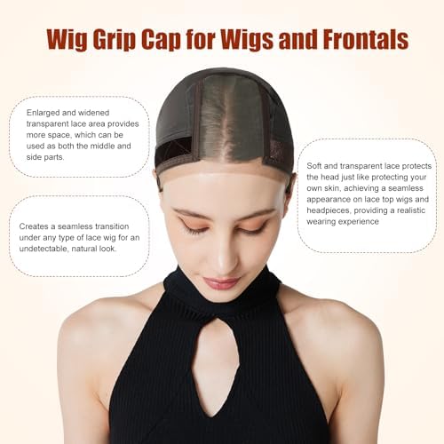 Xiushumyi Lace Wig Cap for Women,Adjustable Wig Grip Cap with Grip Band for Keeping Wigs In Place,Non Slip Caps Make Your Wigs Be Glueless (Black) - Image 5