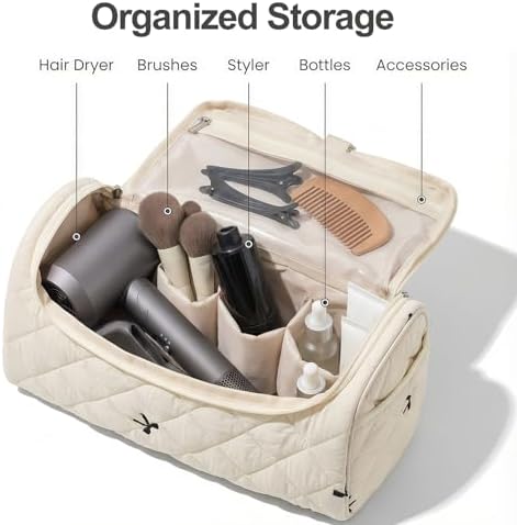 Quilted Hair Tools Travel Bag, Cute Portable Organizer Case with Hanging Hook, Compatible with Dyson Airwrap Styler,Hair Curler Accessories - Image 3