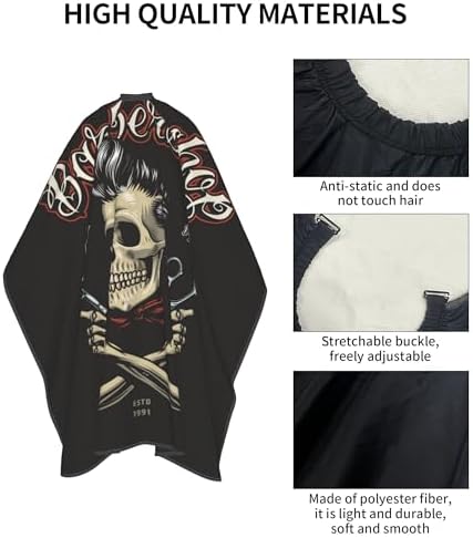 Funny Skull Barber Cape, Barber Pattern Hair Salon Haircut Gown, Hair Cutting Apron with Adjustable Closure, Professional Salon Cutting Barber Skirt for Barbershop - Image 4