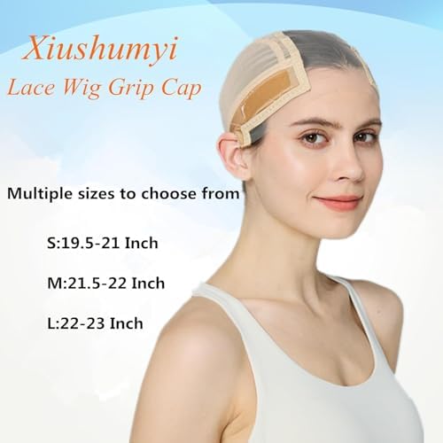 Xiushumyi Wig Cap Lace Wig Grip Cap for Keeping Wigs in Place Wig Cap with Grip Band Make Your Wigs Glue Free Non-Slip Wig Caps for Women(Nude, M) - Image 5
