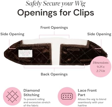 MILANO COLLECTION LaceTop Grip Comfort Band for Toppers Hair & Wiglets, NonSlip, Glueless Velvet Wig Band for Large Base Hairpieces, Adjustable Top Grip for Hair Topper & Wigs, Brown, Large - Image 5