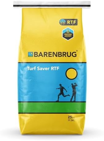Barenbrug Turf Saver RTF Grass Seed with Yellow Jacket Seed Coating - Less Water Self-Repairing Tall Fescue Turf for Use on Sports Field, Golf Courses, Parks, Lawns, and Yard (25 LB Bag) by Barenbrug