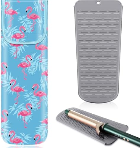 Shappy 2 Pcs Heat Resistant Curling Iron Flat Iron Travel Case,Flamingo by Shappy