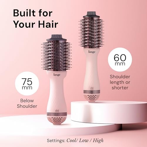 L'ANGE HAIR Le Volume 2-in-1 Titanium Blow Dryer Brush | Frizz Control Blowout Hair Dryer Brush for Drying and Styling | Volumizing Hot Air Styler for All Hairstyles | Oval Barrel | Blush - 60mm - Image 6