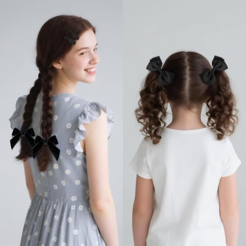 baotongle 11pcs Black School Hair Accessories Set Uniform Hair Bow Headband Clips Hair Ties Curly Bows for Little Toddler School Girls (Black) - Image 3