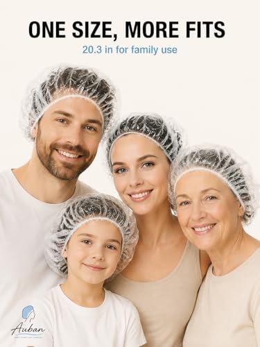 Auban 100PCS Disposable Shower Caps Independent Packing, Plastic Clear Hair Cap Large Thick Waterproof Bath Caps for Women, Travel Essentials Accessories (20.5") - Image 5