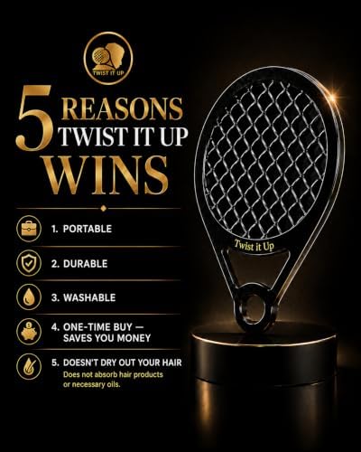 Twist It Up Comb (Bond Black) - Alternative for Hair Sponges, Creates Curls and Twists for Black Men, Tennis Racket Design - Image 2