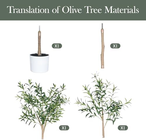 Olive Tree 6FT Fake Tree Faux Plants Indoor with Pot Artificial Tree Nearly Natural Olive Branches and Fruits for Living Room Home Office Decorations - Image 6