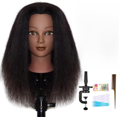 Mannequins Head 16" 100% Real Hair For Manual Braiding Styling Doll Head by JMHAIRWigHeadMannequinHair