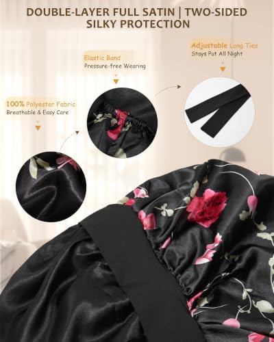 AWAYTR Long Satin Bonnet for Braids - Double Layer Hair Bonnet for Sleeping - Image 3