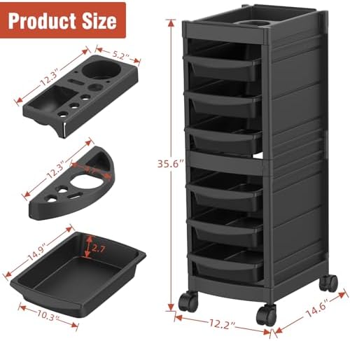 7-Layer Salon Trolley Cart with 6 Drawers for Hair Stylist - Image 3