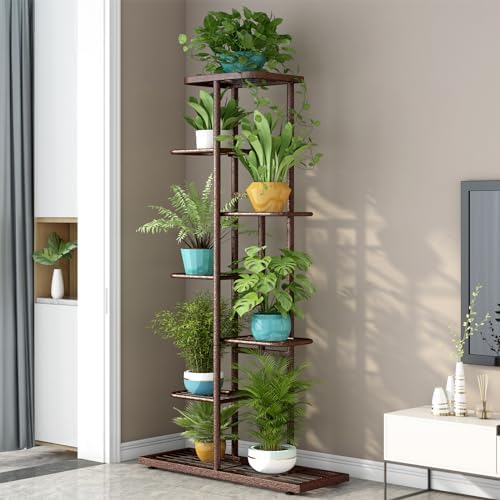 LINZINAR 7 Tier Plant Stand Indoor Outdoor Metal Flower Pot Display Shelf - Image 2