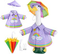 DECOHS 3 Pcs/Set Raincoat Porch Goose Outfits, Summer Lawn Goose Statue Raincoat Costume, Yard Goose Clothes Raincoats Umbrella Hat Outfit for 23" Statue Patio Garden Decoration (Purple Rainbow) by DECOHS