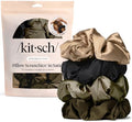 Kitsch Pillow Satin Scrunchies for Women - Black, 4pcs by Kitsch