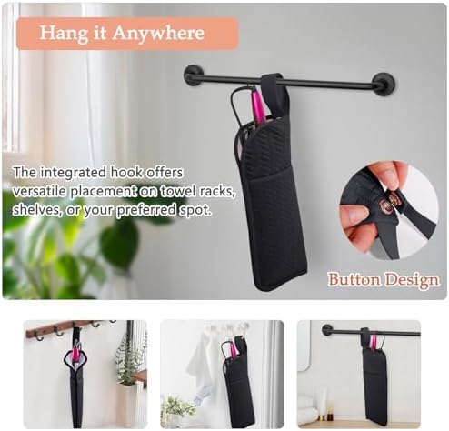 Hair Tools Travel Bag, Heat Resistant Curling Iron Holder & Flat Iron Case, Hot Tools Organizer Pouch for Hair Straightener, Hair Dryer, Crimper & Styling Accessories, Travel Makeup Bag - Image 4