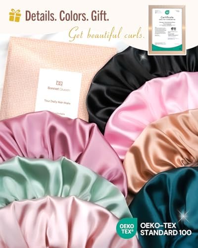 BONNET QUEEN Double Layer Silk Bonnet for Sleeping for Women Satin Lined Bonnet Night Cap for Curly Hair with Tie Band,Champagne - Image 6