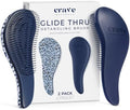 Crave Naturals Glide Thru Detangling Hair Brush for Adults and Kids - Detangler Hairbrush for Curly or Straight, Wet or Dry Hair - Gentle on Tangles Comb - Navy Blue and Blue Cheetah (Pack of 2) by CraveNaturalsDetanglingBrush