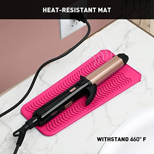 ZAXOP 2 Pack Heat Resistant Silicone Mat Pouch for Flat Iron, Curling Iron,Hair Straightener,Hair Curling Wands,Hot Hair Tools (Mintgreen-Hotpink) - Image 4