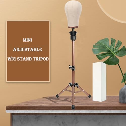 Ailsa 25" Wig Stand Tripod Adjustable Mannequin Head Stand Metal Mini Wig Head Stand for Training Mannequin Heads and Canvas Block Head (Rose pink) - Image 6