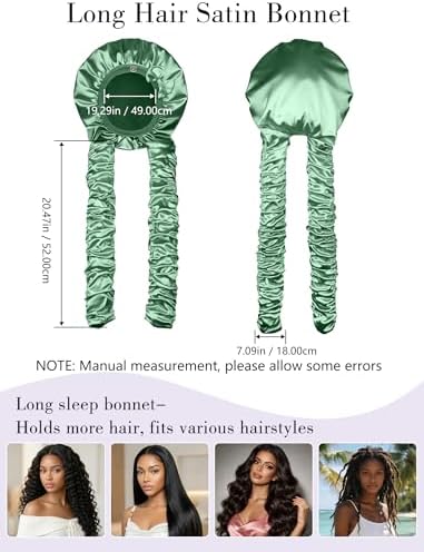Heatless Curl Satin Bonnet for Sleeping, No Slip Sleep Bonnet with Long Curling Ribbons for Braids & Long Hair - Image 5