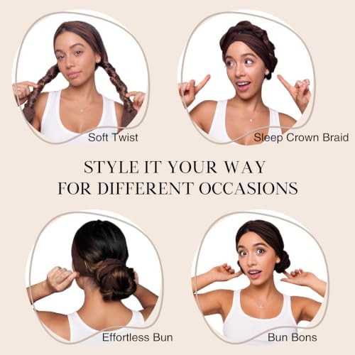 2-in-1 Heatless Curling Headband for Women & Flexible Curling Rods for Heatless Curls Overnight Heatless Hair Curlers No Heat Damage, Stretchy Fabric Headbands for Curly Long Hair, Sleep Gym Workout - Image 4