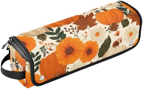 Hair Tools Travel Bag with Heat Resistant Mat Detachable 2-in-1 Curling Iron Travel Case Hot Tools Organizer for Straightener Flat Iron Beige Pumpkin Flower by WelcometoElliTarr