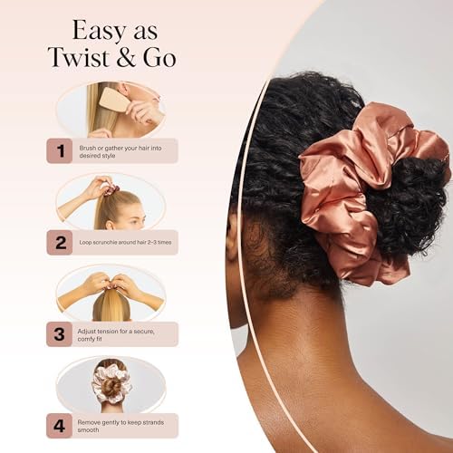 Kitsch & Disney Satin Scrunchies for Women - 2 Pcs, Desert Crown - Image 6
