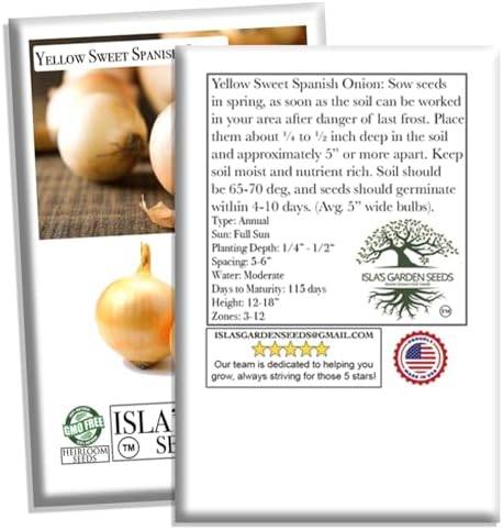 Yellow Sweet Spanish Onion Seeds (Allium cepa) – 750+ Non-GMO Heirloom Seeds by Isla’s Garden Seeds, Mild & Sweet Flavor, Large Golden Bulbs, Excellent for Cooking, Slicing & Storage, Garden Gift Idea - Image 7