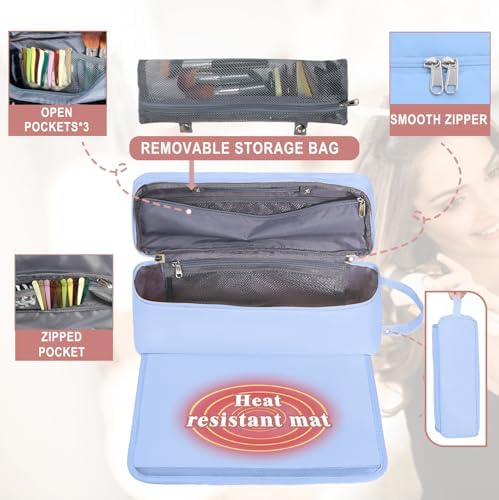 Hair Tools Travel Bag with Heat Resistant Mat Hair Styling Accessories Storage Case for Hair Dryer Flat Iron Straightener Curling Iron Haircare Accessories Travel Essentials for Women - Image 4