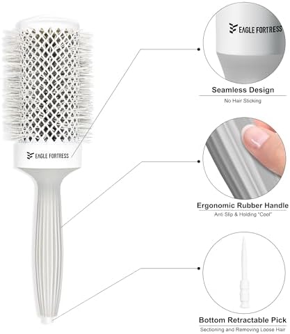 EAGLE FORTRESS Innovative Bristle Ceramic + Ionic Round Brush –Thermal Barrel – Fast-Drying Blowout Brush -53 - Image 5