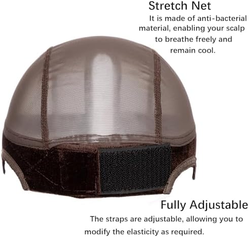 Wig Caps with Grip Band for Keeping Wigs in Place T-shape Wig Caps for Women Adjustable Wig Grip Cap Band Brown Stocking Wig Caps Wide HD Transparent Lace for Front Wig Cap for Wig Making - Image 4