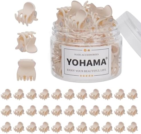 YOHAMA 36Pcs Beige Mini Hair Claw Clips for Women&Girls, Strong Bangs Clips by YOHAMA
