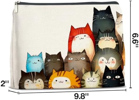 LyoGao Funny Cartoon Cat Makeup Bag, Cat Lover Cosmetic Bag Gifts for Women - Image 2