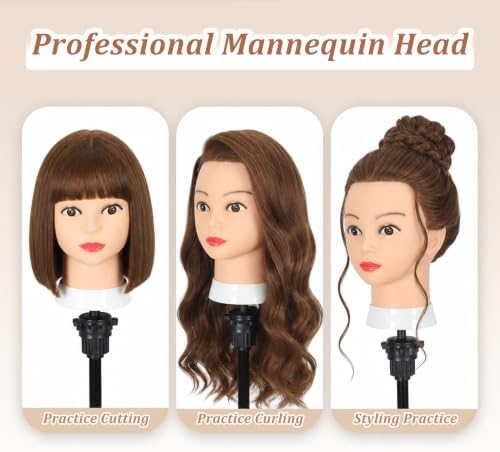 Mannequin Head 100% Real Human Hair 20-22" for Practice Cutting Bleaching - Image 6