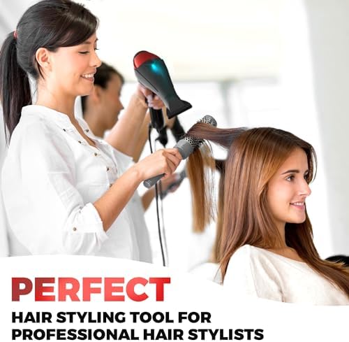 Professional Ionic Curly Hair Dryer with Diffuser, Black/Red - Image 3