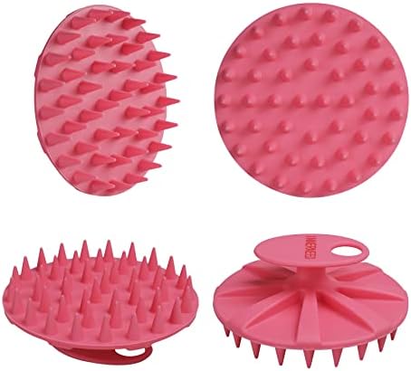 One-piece Silicone Scalp Massager Shampoo Brush Hair Wash, Black+Pink - Image 7