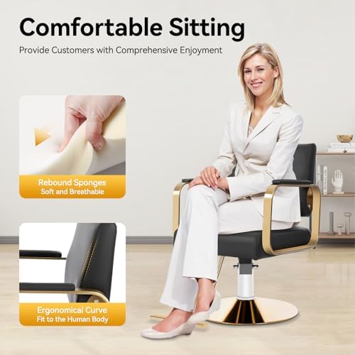 Barber Salon Chair for Hair Stylist w/Hydraulic Pump,360°Swivel - Image 5
