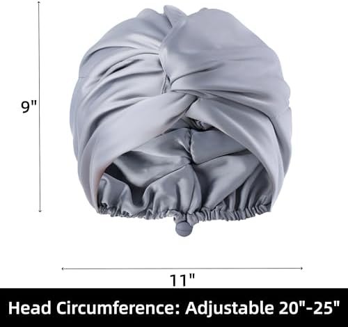 Gray Adjustable Silk Bonnet Satin Curly Hair Wrap for Sleeping Women - Image 4