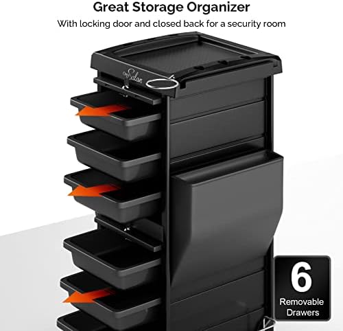 Hair Cart Organizer with Wheels 6 Drawers, Locking Salon Rolling Cart Utility Caddy for Hair Stylist Barber, Mobile Tattoo Hairdresser Storage Station Hairstylist Trolley Hot Tools Holder - Image 3