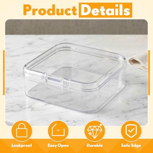 Jetec 6 Pieces Small Clear Plastic Storage Box, 2.1 x 2.1 x 0.8 Inch - Image 3