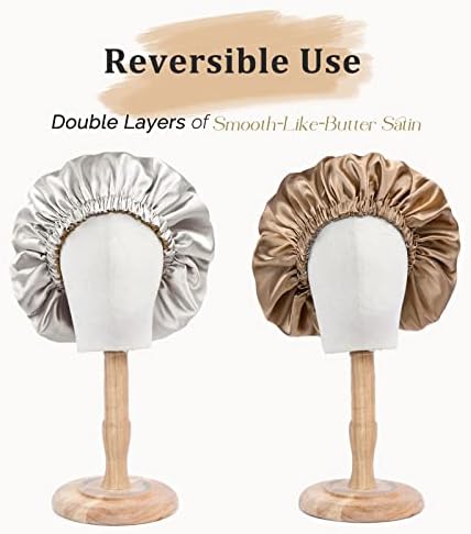 YANIBEST Adjustable Satin Bonnet to Reduce Frizz, Silk Feeling Hair Wrap - Image 3