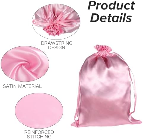 6Pcs Pink Wig Bags with Satin Drawstring - Image 5